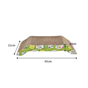 <span class=keywords><strong>Cat</strong></span> Scratching Pad Kartonnen Omkeerbare <span class=keywords><strong>Cat</strong></span> Scratcher Grote Brede Gegolfde Moderne Slaapbank Met Kattenkruid - Product Image 2