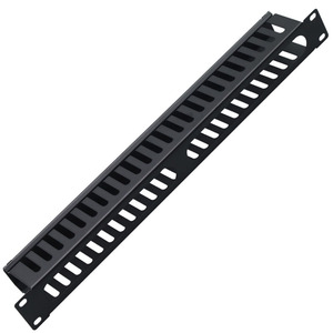 Rack de gestión de cables de 24 ranuras y 48 puertos con distribución uniforme, canal ventilado de metal 1U para uso en centros de datos y servidores - Product Image 1