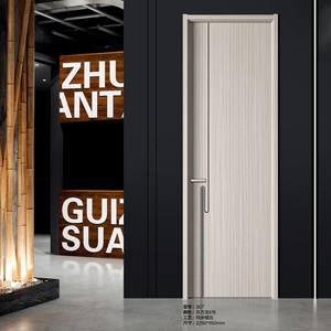 Porte intérieure moulée en HDF à 6 panneaux avec revêtement blanc résistant à l'eau pour salle de bain ou hôtel trou de serrure pré-assemblé percé - Product Image 5