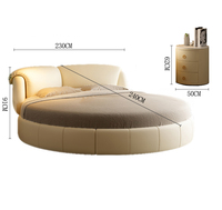 Lit rond moderne de luxe de haute qualité en cuir souple, couleur personnalisée, lit double king size pour ensemble de meubles de chambre à coucher