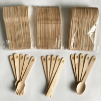 Cuillères, fourchettes et couteaux jetables en bois de bouleau BAMSEN BBU-S, biodégradables, avec option de logo personnalisé pour les fêtes de Noël et les mariages