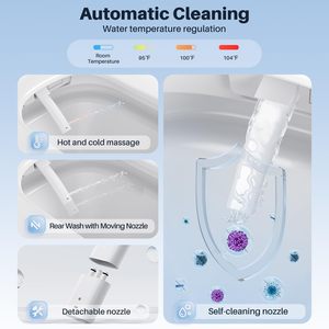 Nhà vệ sinh thông minh nữ thông minh tự động mở/đóng máy sấy xả nước ghế sưởi mềm đóng mông Tính năng giặt - Product Image 6