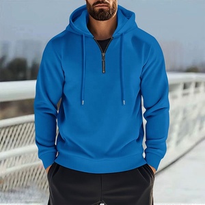 2025 nuovo stile <span class=keywords><strong>da</strong></span> <span class=keywords><strong>uomo</strong></span> alla moda autunnale felpa sportiva <span class=keywords><strong>da</strong></span> <span class=keywords><strong>uomo</strong></span> con colletto e mezza Zip Casual in tinta unita stile Waffle - Product Image 4