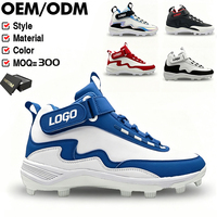 Chaussures de baseball mi-montantes pour hommes, semelle en caoutchouc moulé, sangle de cheville, à lacets, pour softball, OEM ODM, couleur personnalisée, MOQ 300 paires