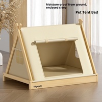 Chenil Senwei beige pour petit chien, écologique, carré, classique, tente pour animaux de compagnie, quatre saisons, universel, lit en bois massif, rembourrage en éponge, fermé