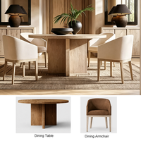 Ensemble de table à manger extensible en chêne de luxe moderne haut de gamme avec fauteuils inclinables en cuir pour hôtel et appartement
