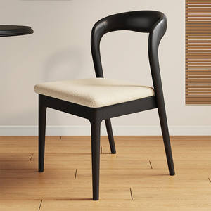 Chaises de salle à manger en bois de luxe nordique moderne pour 4, 6 ou 8 personnes, table de cuisine, café, hôtel, design vintage noir confortable, en vente - Product Image 3