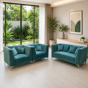 Moderno Conjunto de Sofá Piramid 2-2-1 de 221 Plazas para Sala de Estar, Muebles de Sofá de Tela Personalizada con Tela Premium para Muebles de Sala - Product Image 1