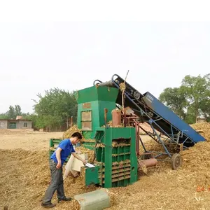 Prensa hidráulica, máquina empacadora de cáscara de arroz, máquina empacadora de paja cuadrada con motor diésel, empacadora de ensilaje de heno