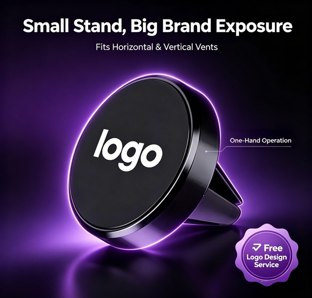 Custom Phone Stand with logo Universal Magnetic Aluminum Alloy Car Air Vent Phone Mount Holder for Business Gift Giveaway