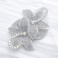 Applique en tissu à coudre Selina Crystal, motif fleur colorée 3D avec strass, pour chaussures, sacs, chapeaux et accessoires vestimentaires