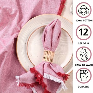 Serviette en <span class=keywords><strong>coton</strong></span> faite à la main, personnalisable, unie, teinte, à bords bruts, avec pompons, en <span class=keywords><strong>gaze</strong></span> <span class=keywords><strong>de</strong></span> <span class=keywords><strong>coton</strong></span> à franges, pour la <span class=keywords><strong>d</strong></span>écoration <span class=keywords><strong>de</strong></span> table <span class=keywords><strong>de</strong></span> mariage - Product Image 2