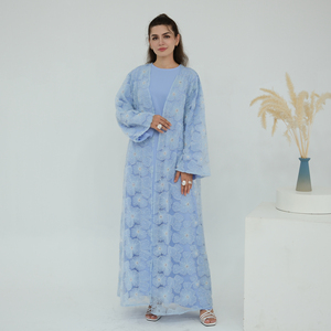 <span class=keywords><strong>Grossiste</strong></span> en vêtements de luxe pour l'Aïd, Abaya ouverte de style perlé avec robe intérieure, nouvelle collection florale, ensemble Abaya, <span class=keywords><strong>grossiste</strong></span> en Abaya de Dubaï - Product Image 1