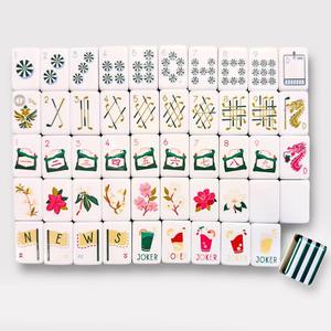 Juego de Mahjong Americano Moderno Grabado Golf-Masters Green con Patas Plegables |   Material Acrílico - Product Image 1
