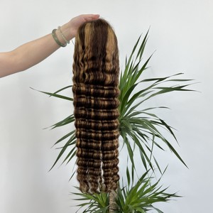 Top Qualité Remy Cheveux Highlight Couleur 4/27 # Pineaaple Wave HD Lace 13X6 Transparent Full Frontal Lace Perruque 100% Vierge Cheveux Humains - Product Image 1