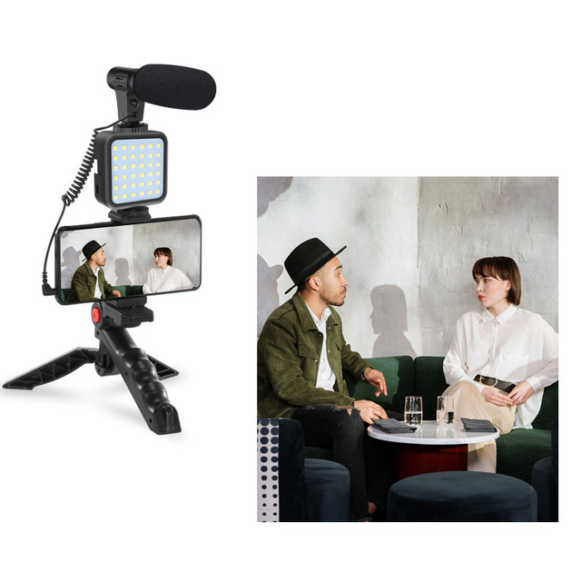 Smartphone Vlogging Kit LED Ring Light Tripod 360 Adjustable Angle Video Recording Equipment for Camera Phone YouTube Live