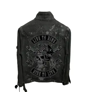 Wholesale Black Gray Denim Rock And Roll Men Gothic Jacket Punk Clothing