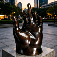 Sculpture en bronze coulé de grande taille, style art contemporain, personnalisable, pour centre commercial, statue de main de palmier