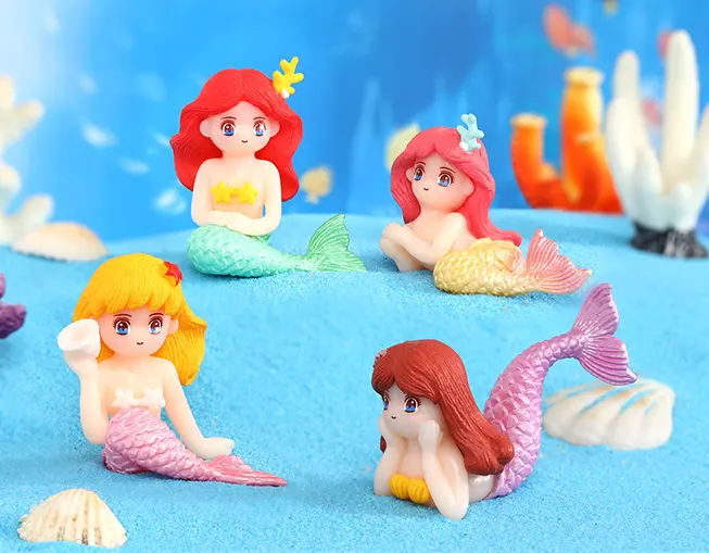 Anak-anak kecil kue mandi toppers 3d figur putri duyung mainan laut hewan miniatur souvenir boneka seni dan kerajinan untuk dewasa