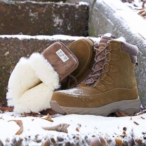 Bottes d'hiver chaudes ultra-épaisses en laine de mouton intégrée pour hommes |   Bottes thermiques antidérapantes en cuir de vache pour l'extérieur - Product Image 1