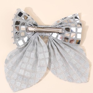 Silver <b>Mirror</b> Sequin Bow Hair <b>Clips</b> 3D Shiny Hair Barrettes For Girls Kids Party Dance Festival Side Hair Accessories - Product Image 4