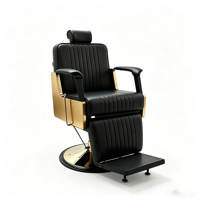 Fauteuil de Barbier Hydraulique Inclinable Luxe Or et Noir, Design Mid-Century, Rotation à 360 Degrés, pour Salon et Extérieur (Vente en Gros)