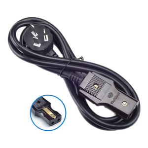 สายไฟสองรูสำหรับกาต้มน้ำไฟฟ้า หม้อหุงข้าว ปลั๊ก 2 ช่อง สายยางสีดำ - Product Image 1