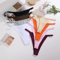 FINETOO String en coton pour femme, sexy, taille fine, sous-vêtements sans couture, taille basse, string de sport, T-back, culotte respirante pour femme, S-XL