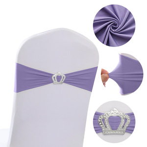 Housse de chaise élastique pour dossier de chaise, décoration, sangle de fixation gratuite, mariage, fête, couronne, nœud <span class=keywords><strong>papillon</strong></span>, sangle en polyester, moderne et simple - Product Image 6