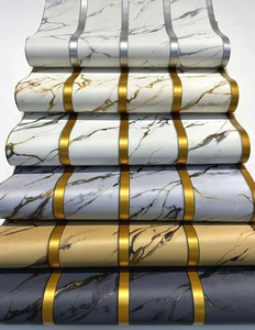 2025 Guangzhou <span class=keywords><strong>Ihouse</strong></span> Interior Fondo pared mármol rayas doradas papel tapiz decorativo - Product Image 3