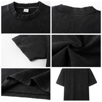 T-shirt Homme Col Rond 430g Streetwear Lourd Effet Vieilli Flocon de Neige Personnalisable pour Impression