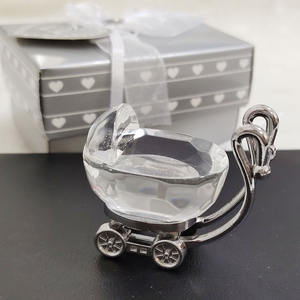 هدايا تذكارية لمعمودية الأطفال من سبائك الزنك كريستال عربة أطفال مع صندوق هدايا للتعميد هدايا استحمام الطفل - Product Image 3