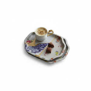 ชุดถาดขอบโค้งงอ238x358 2ชิ้น kintsugi ลายดอกไม้หลอดเลือดดำสีทองดีไซน์สวย - Product Image 2