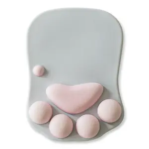 Mousepad 3d pata de silicone para jogos, mouse pad de silicone com espuma de memória confortável desenho animado gato-deslize Ergonômico