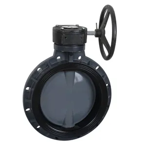 China high quality DIN ANSI jis standard pvc butterfly valve with gear