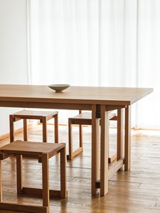 Solid Wood Dining & Tea <b>Table</b> with Cherry Wood and Black <b>Walnut</b> Top Natural Wood Style Dining Room Furniture Home Furniture - Product Image 2