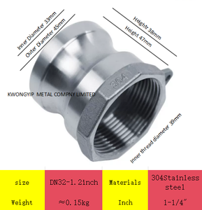 Conector Rápido de Acero Inoxidable 304 Tipo A, Conexión de Compresión para Tubería de Agua de Alta Presión con Rosca Interna - Product Image 5
