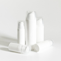 Mini flacon pompe sans air en plastique blanc PP pour sérum, crème, lotion cosmétique, 5 ml, 10 ml, 15 ml, 30 ml, 50 ml