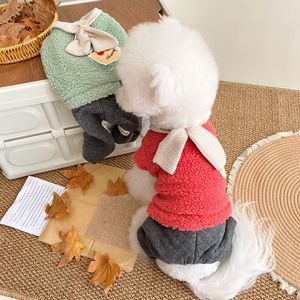 Dog Clothes Autumn <b>Winter</b> Fleece Lined <b>Overalls</b> Thick Four Legged Small Dogs Teddy Solid Color Polyester Coats Jackets - Product Image 1