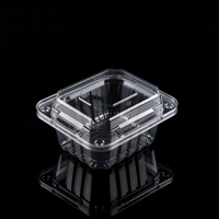 Conteneur à fruits en PET transparent avec base noire et couvercle en dôme transparent, 2 compartiments, jetable, écologique, qualité alimentaire, pour sushis, nouilles, OEM personnalisé