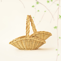 Ensemble de paniers tissés en saule naturel ovales faits à la main JY avec poignée, grands paniers en osier noirs pour cadeaux