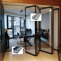 Porte pliante moderne pour entrée étroite, en aluminium fin et verre trempé, pour cuisine