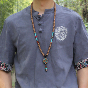 Rudraksha Beads <strong>OM</strong> <strong>Pendant</strong> Necklace Yoga Meditation Strand Mala Healing Jewelry Prayer Tibetan Classic Natural Nepal for Women - Product Image 4