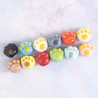 Perles en céramique mignonnes peintes à la main en forme de patte de chat et de patte de chien, 13*12mm, pour la fabrication de bijoux DIY