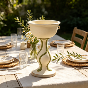 Urne sur piédestal en résine peinte à la main style <span class=keywords><strong>Art</strong></span> <span class=keywords><strong>Nouveau</strong></span>, motif vigne verte en relief, grand pot à fleurs sur pied, <span class=keywords><strong>vase</strong></span> décoratif vintage - Product Image 6