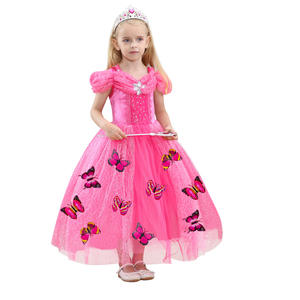 AmzBarley Girl Fancy Deluxe <span class=keywords><strong>Elsa</strong></span> <span class=keywords><strong>Anna</strong></span> Halloween Princesse Costume Party Aurora Dress up Kids Blue Layered Christmas Pay Wear - Product Image 5