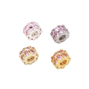Zircon Barrel <b>Beads</b> 14k Gold Silver Plated Double Layer <b>Large</b> Hole DIY Jewelry Accessories For Bracelet Necklace Making - Product Image 5
