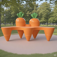 Banc décoratif en fibre de verre en forme de carotte Y389 - Taille personnalisable, résistant aux UV et aux intempéries pour les parcs