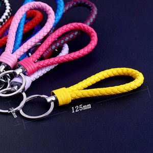 Woven Leather Cord Keychain Metal Car Key Fashion Pendant Couple Accessory Men Women Luxury Style - Product Image 3