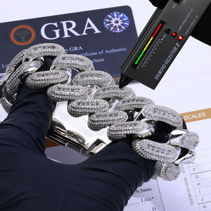 Bracelets cubains Statement Urban Streetwear 29mm GRA Moissanite en argent S925, entièrement sertis de pierres, bijoux rap ultra-lourds OEM ODM - Product Image 3